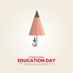 International Education Day. Creative Education day design for banner, poster, social media post 3D Illustration