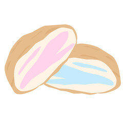 Illustration of strawberry and blueberry bread 
