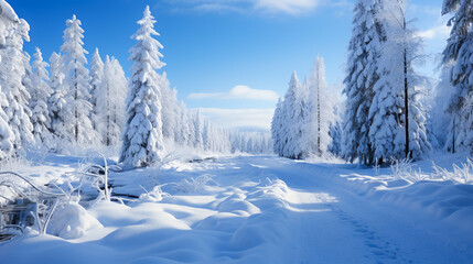 Winter landscape.  Trees in the snow