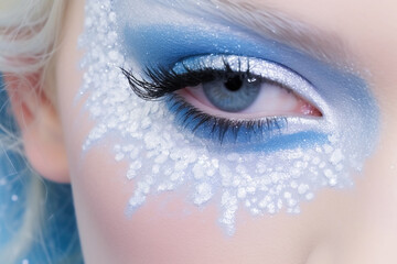 Winter Makeup Of A Beautiful Woman.  Christmas make-up.  AI Generated