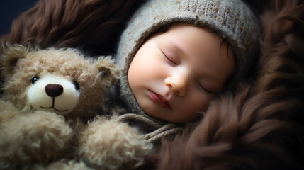 Close-up portrait of a newborn sleeping baby