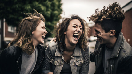 Fototapeta premium group of happy and cheerful friends