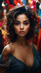 Fototapeta premium hübsche Frau mit langen Haaren, gen ai