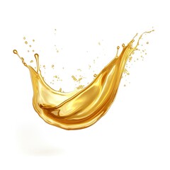 Fototapeta premium Golden Oil or Cosmetic essence splash isolated on white background, 3d illustration.
