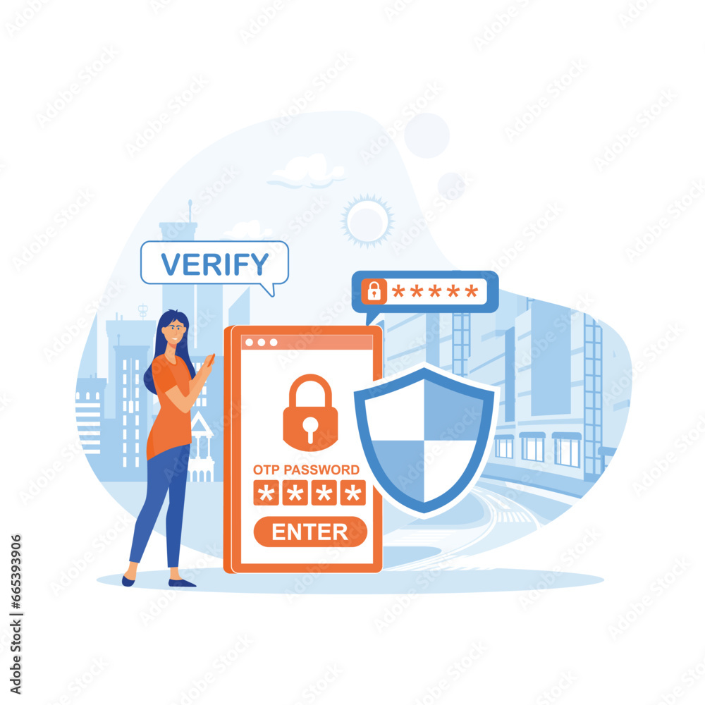 Poster otp authentication secure verification one-time password for secure transaction on digital payment. 