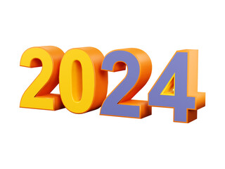 3D Rendered Happy New Year Celebration 2024 with transparent background. 