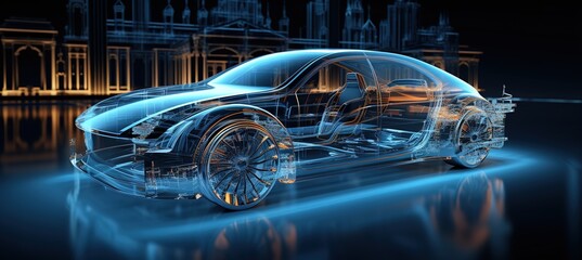 blueprint concept of autonomous car in motion 