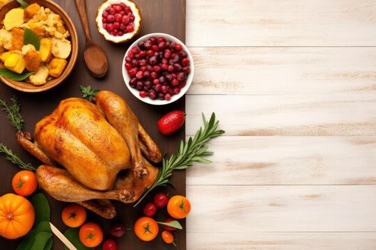 Thanksgiving traditional festive food background.