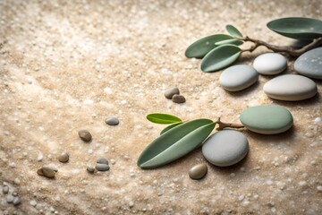 Fototapeta na wymiar zen stones and leaf