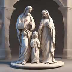 The Holy Family, Jesus, Mary and Joseph ai generative