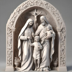 The Holy Family, Jesus, Mary and Joseph ai generative