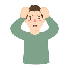 tired and gloomy holding palm on forehead