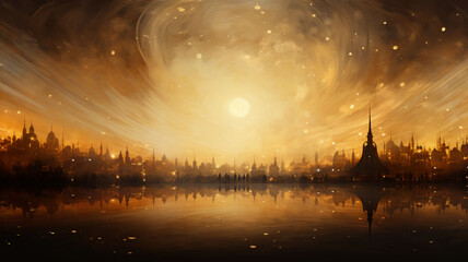 Obraz premium Paintings of festivals such as New Year's, festivities, and people joining in the fun. pastel color background For various abstract designs