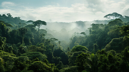 Aerial View of the Amazon Rainforest - obrazy, fototapety, plakaty