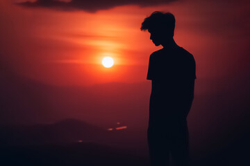silhouette of a person in the sunset