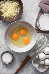 ingredients for making vegetable pie, quiche, recipe