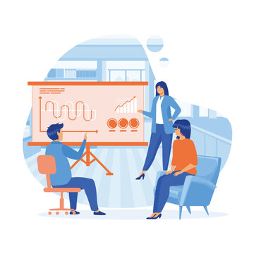 Staff training web banner or landing page. Business personnel management and empolyee instruction. flat vector modern illustration 