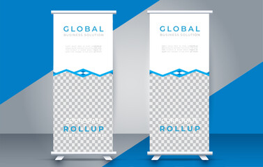 Modern roll up banner design template. flyer. pull up. presentation. brochure. poster. advertisement. print media
