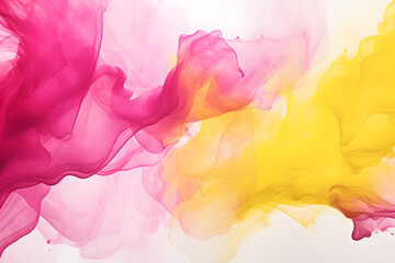 ピンクと黄色のインクアート背景｜Blurry ink art.Abstract digital background.Generative AI - obrazy, fototapety, plakaty