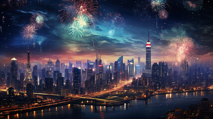 Firework in new year celebration.