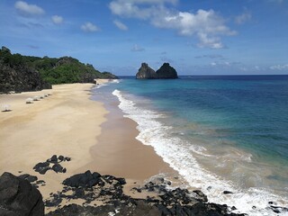 Fernando de Noronha, Brazil. Vista do Morro Dois Irmãos, Praia Cacimba do Padre e Praia do Bode, a...