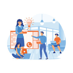 Concept customer and operator, online technical support 24-7 for web page. flat vector modern illustration 