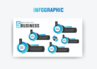 Infographic business presentation template design, vector infographic 5 steps template 