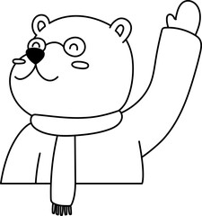 Bear Cartoon Character Cute Winter Cozy Scarf Outline