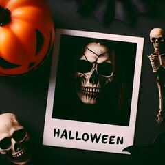 Horror skull face Halloween greetings frame 