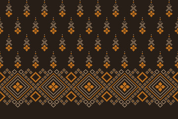 Nature vintages cross stitch traditional ethnic pattern paisley flower Ikat background abstract Aztec African Indonesian Indian seamless pattern for fabric print cloth dress carpet curtains and sarong