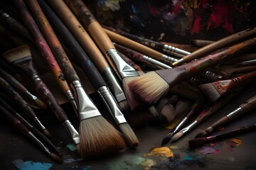 Fototapeta premium advanced artist tools. different kinds of brushes and drawing tools. generative AI