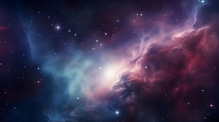 Fototapeta premium fantastic space nebula with glowing cosmic clouds on black background Neural network generated in May 2023. Not based on any actual scene or pattern.