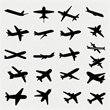 airplane icon set, Generative AI