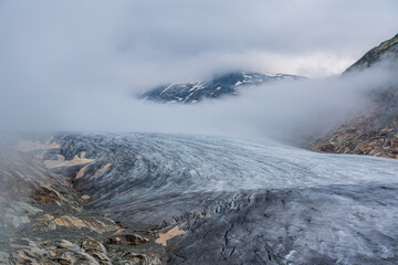 The Rhone Glacier in the Swiss Alps.