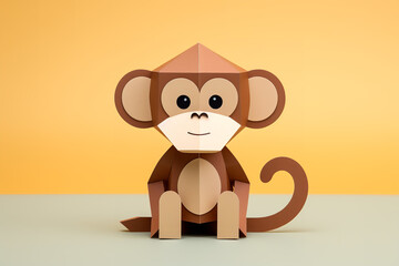 A cute Monkey, papercraft, minimalist design, vector illustration