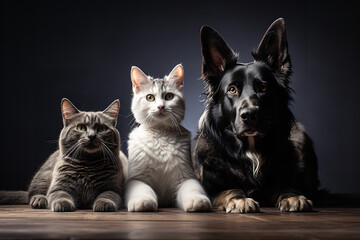 Obraz premium dogs and cats, side angle shot