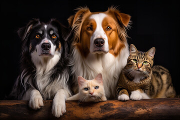 dogs and cats, side angle shot