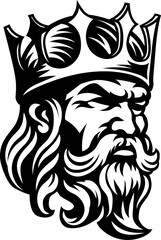 A king wearing a medieval crown head mascot face icon illustration