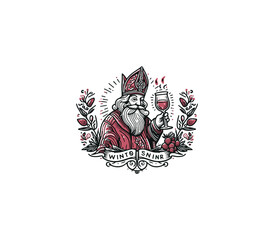 Sinterklaas wine hand drawn portrait illustration