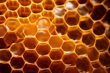 Top view of close-up of honeycomb from various angles , 