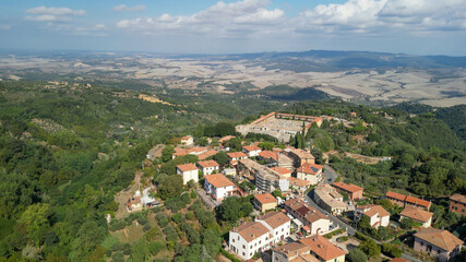 Naklejka na ściany i meble Aerial view of Volterra, a medieval city of Tuscany