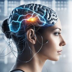 Obraz premium Brain-computer interface technology, Neural networks