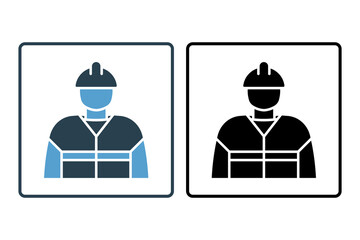 Construction Worker Icon. Icon related to Construction. suitable for web site, app, user interfaces, printable etc. Solid icon style. Simple vector design editable