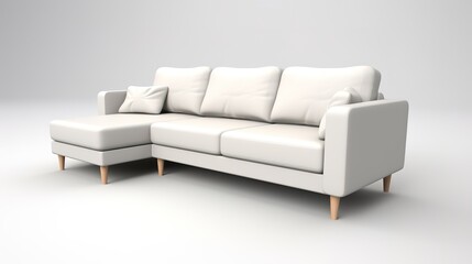a 3d model white sectional sofa with  pillows