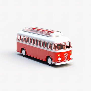 3d render illustration of a red city bus  