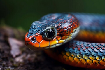 Fototapeta premium close up of a snake in the garden.