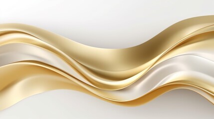 Luxury futuristic abstract gold curved background on white. Gold gradient illustration, minimal. Digital luxury drawing for interior design, fashion textile, wallpaper, website