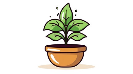 illustration of plant in pot isolated on white background