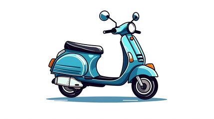 illustration of blue scooter isolated on white background