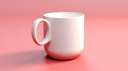 a white 3d model empty coffee mug isolated on pink background